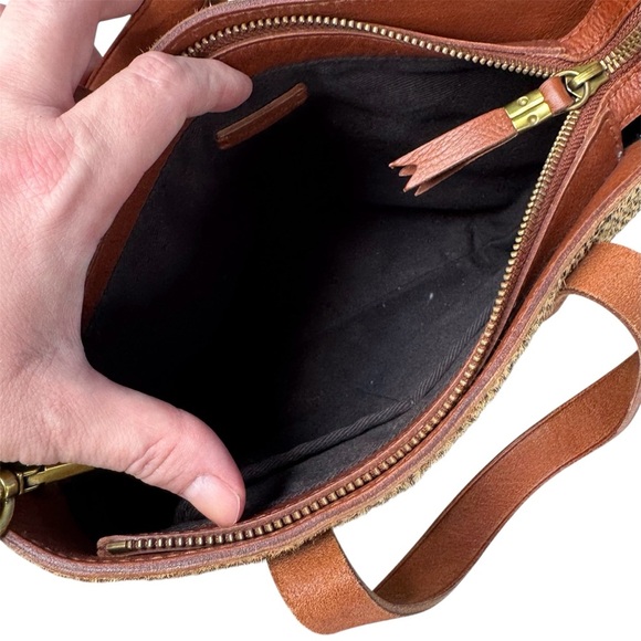 Madewell The Zip-Top Small Transport Leather Crossbody Bag Spotted Calf Hair - Picture 5 of 11